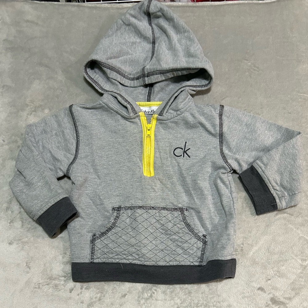 Calvin Klein Kids Gray Hoodie with Yellow Accents